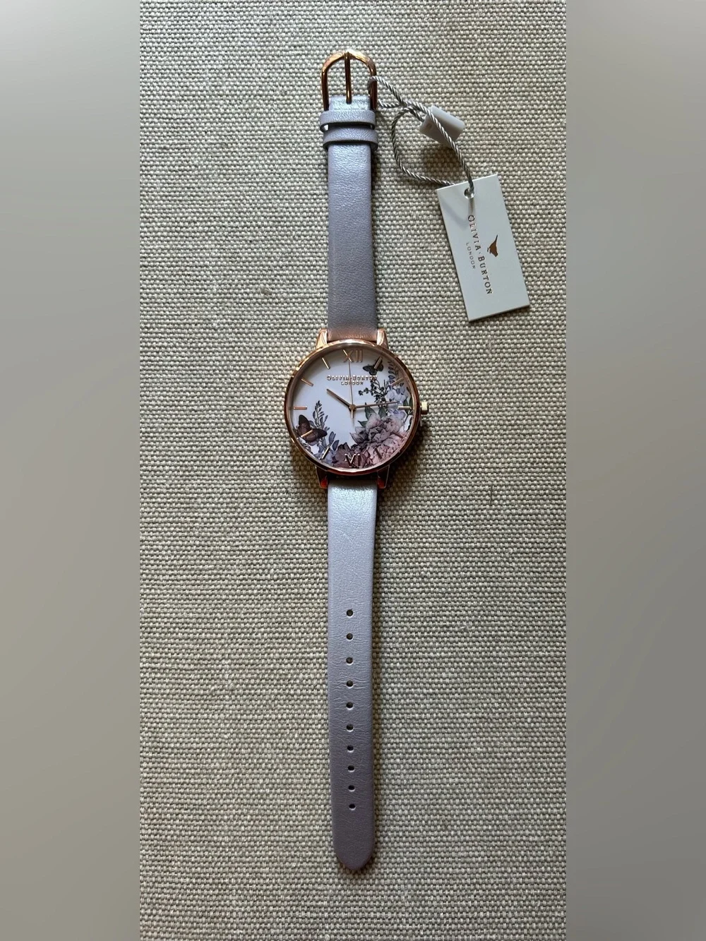 Olivia Burton Winter Garden Watch With 38mm White Floral Face & Leather Band
